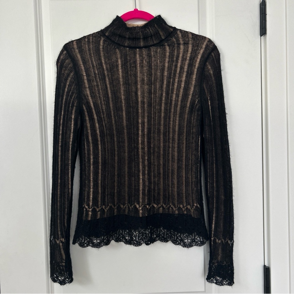 VINCE size S Ladderstitch Lined Mohair Blend Mock neck Sweater *SNAG
